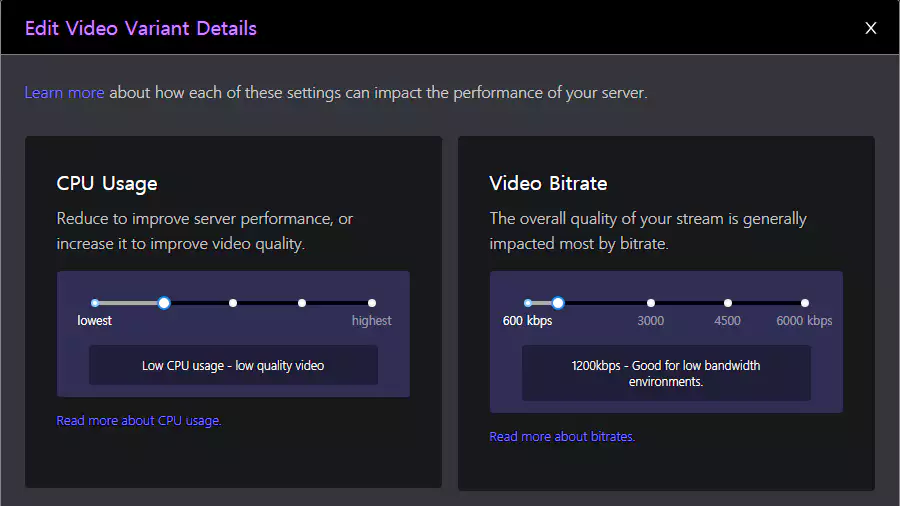 owscast Video Configuration